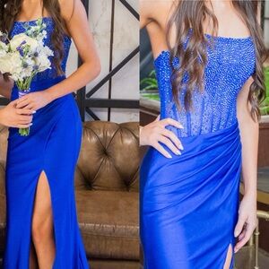 Dazzling Royal Blue Strapless Gown